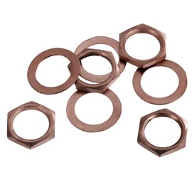 MECCANIXITY 4 Set Guitar Nuts and Washers 3/8"" Guitar Input Output Jack Socket Nuts Black for Guitar Bass, Copper, 12mm x 8.9mm x 2mm