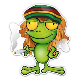 Stoner Funny Frog with Joint - 3" Vinyl Sticker - for Car Laptop Water Bottle Phone - Waterproof Decal
