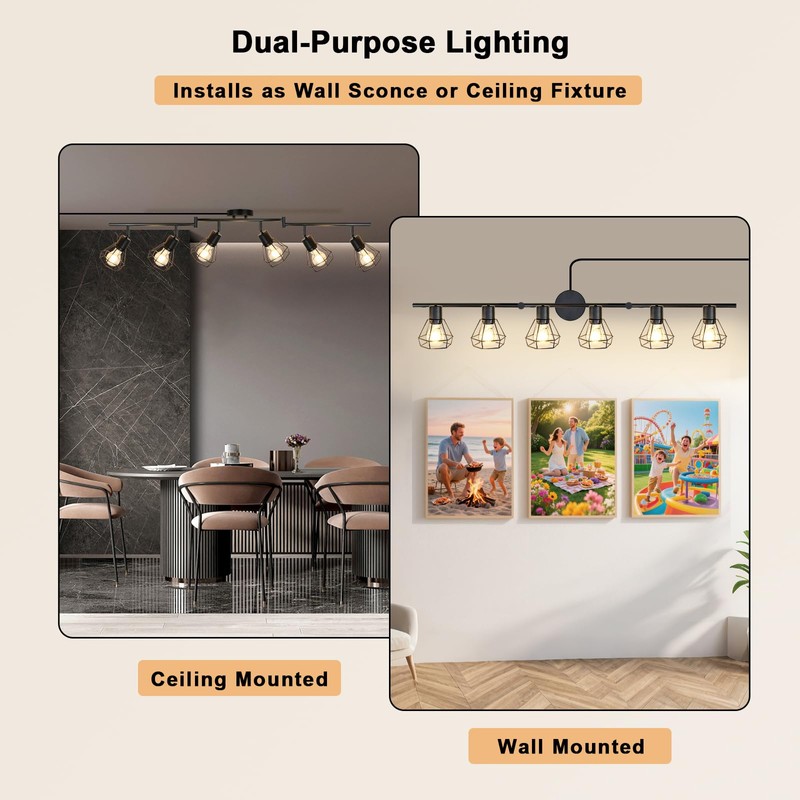 HiBay Plug in Track Lighting, 6-Light Rotatable Ceiling Light Fixture