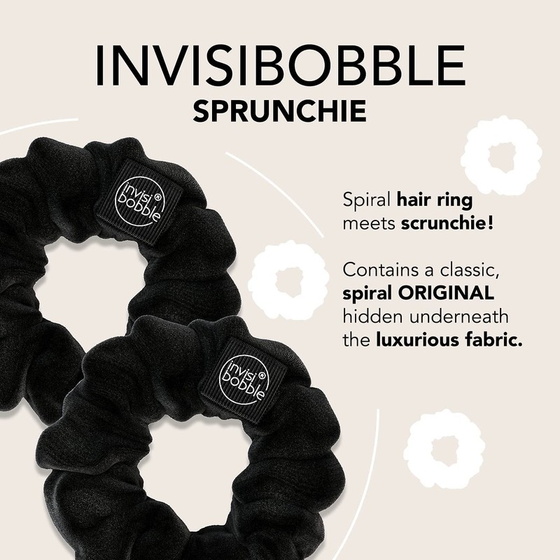 invisibobble Sprunchie Spiral Hair Ring - True Black- 2 Pack