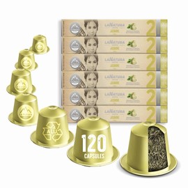 La Natura Lifestyle 120 x Jasmine Green Tea in Aluminium Capsules, Compatible with Nespresso®³ Capsule Machines, 100% Recyclable, Natural Green Jasmine Blossom Tea from Controlled Cultivation