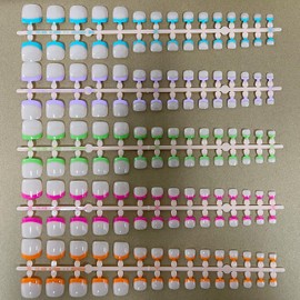 French Press on Toenails Short Square, Multicolor French Tips in 5 Colors with Nude Toe Nail Press ons, 150Pcs Soft Gel Toe Nail Tips, Full Cover Acrylic Stick on Toenails, Glue on Toenails for Women