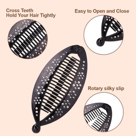 IBXWMNG Pack of 2 French Banana Clips Hair Comb Fishtail Hair Clip Combs Vintage Hair Clips Round Banana Clips Flexible Ponytail Holder Clips Hair Styling Accessories for Women Girls