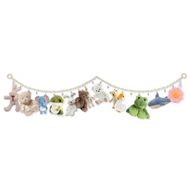 Toy Hammock, Stuffed Animal Net, Rope with Removal Clips Space Saving Stuffed Animals Chain Toy Holder Portable Hanging Hammock for Hats Toys Dolls Cards