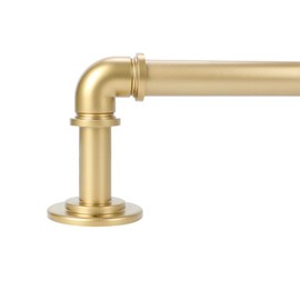 Gold Industrial Curtain Rods for Windows 28 to 48 inch(2.3-4ft),1'' Blackout Wrap Around Curtain Rods,Indoor and Outdoor,Size:18''-45''