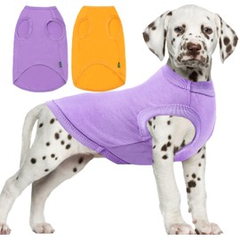 SyChien Dog Blank Shirts,Clothes for Medium Large French Bulldog,Dogs Girl Boy Cotton T Shirt,Lightweight Costume,Yellow & Purple L