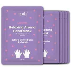 Codi New York Relaxing Aroma Hand Mask 6 Pairs | Natural Scent | Soothes & Hydrates Dry Hands | Hydrating Hand Treatment for Rough Skin & Dry Cuticles | Home Spa Gloves | Korean Skincare (Lavender)