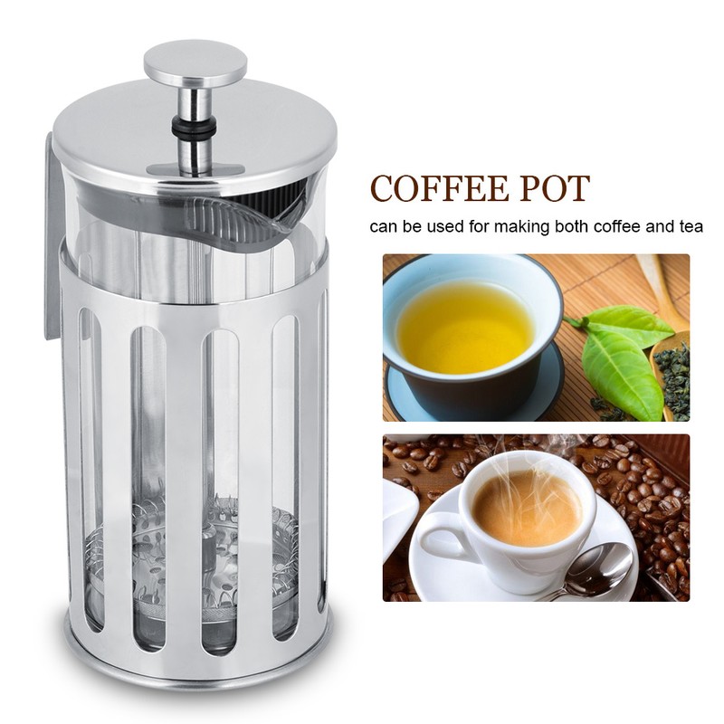 Stainless Steel Glass French Press Filter Coffee Pot Household Tea