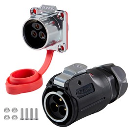 CNLINKO LP-24 3-Pin Industrial Waterproof Connector -Screw-in Design Circular Connector, IP68 Quick Plugging Aviation Connector, M24 Flange Socket with 4-Hole Panel (LP24 3 Pin)