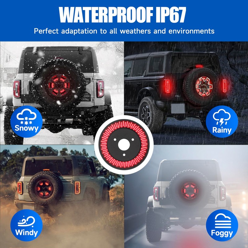 SUPAREE Spare Tire Brake Light for Fo-rd Bronco 2021-2024,Smoke Black