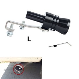 Dewhel Universal Aluminum Turbo Sound Exhaust Muffler Pipe Whistle Car Blow off valve BOV Tip Simulator Whistler (L-Black)