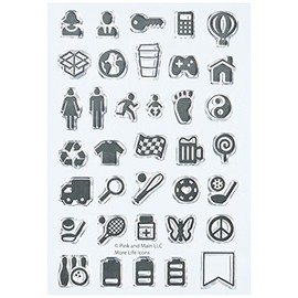 Pink & Main Clear Stamps 4-Inch x 6-Inch More Life Icons, Acrylic, Multicoloured