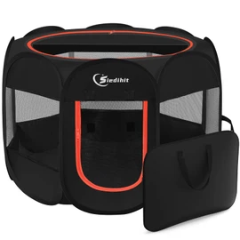 Siedihit Black Dog Cat Playpen, Puppy Pet Playpen Indoor for Small Dog Crate Tent Cage Outdoor, Portable Pop Up Dogs Enclosure Kennel with Carrying Case for Dogs/Cats/Rabbits