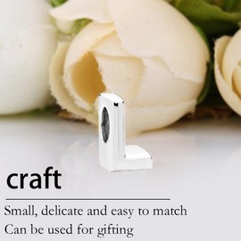Fc'Noqgn Alphabet Charms, Alphabet Charms, Alphabet L Charms, Charms, Women's Charms Clip Stopper Bead Charms, Stainless Steel, No Gemstone