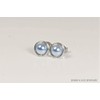 Sterling Silver Light Blue Pearl Stud Earrings Wire Wrapped Handmade