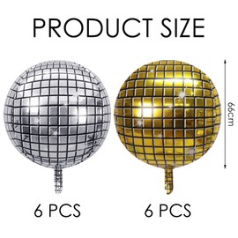 12 Pieces Of Disco Ball Decoration, Party Decoration Balloons, Aluminum Foil Disco Decoration Balloons, Round Decoration Balloons