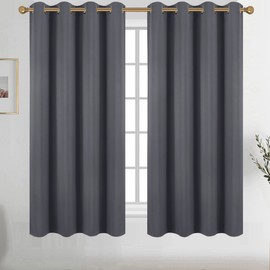Diraysid Dark Grey Grommet Blackout Curtains for Bedroom Thermal Insulated Room Darkening Curtains Drapes, 52 x 63 inch, 2 Panels