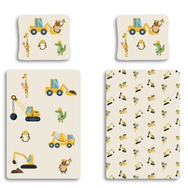 100% Cotton Construction Bedding Set, Baby Duvet Cover 100 x 135 cm + Pillowcase 40 x 60 cm