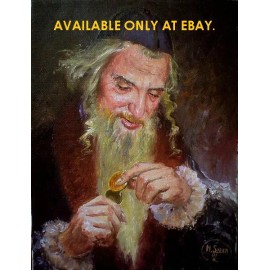 PICTURE OF JEWISH MAN COUNTING COINS MONEY FOR LUCK - ZYD NA SZCZESCIE