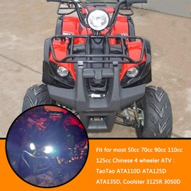 HOLATO 12V LED Headlight Front Head Lamp for 50cc 70cc 90cc 110cc 125cc TaoTao ATA 110D 125D Coolster 3050D 3125R Sunl Baja Roketa Apollo Kazuma Chinese ATV Four Wheeler Quad Parts Heavy Duty 2Pcs