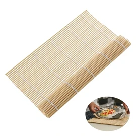 Bamboo Rolling Mat for Sushi, Japanese Style Sushi Mat, Bamboo Rolling Mat Maker Tool, Sushi Rolling Mats for Seaweed Rice & Fresh Ingredients, Wooden Home Kitchen Sushi Mould, DIY (24 * 24cm)