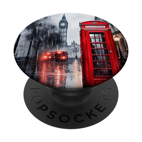 Wet London Iconic Red Phone Booth Clocktower Art PopSockets Standard
