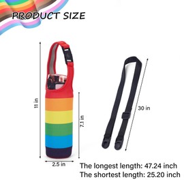 Aqltidiz Neoprene Rainbow Water Bottle Sleeve with Snap Closure & Adjustable Strap – Vibrant Rainbow-Inspired Design for 16oz/17oz Bottles, Portable Carry Handle & Dual-Stitched Durability