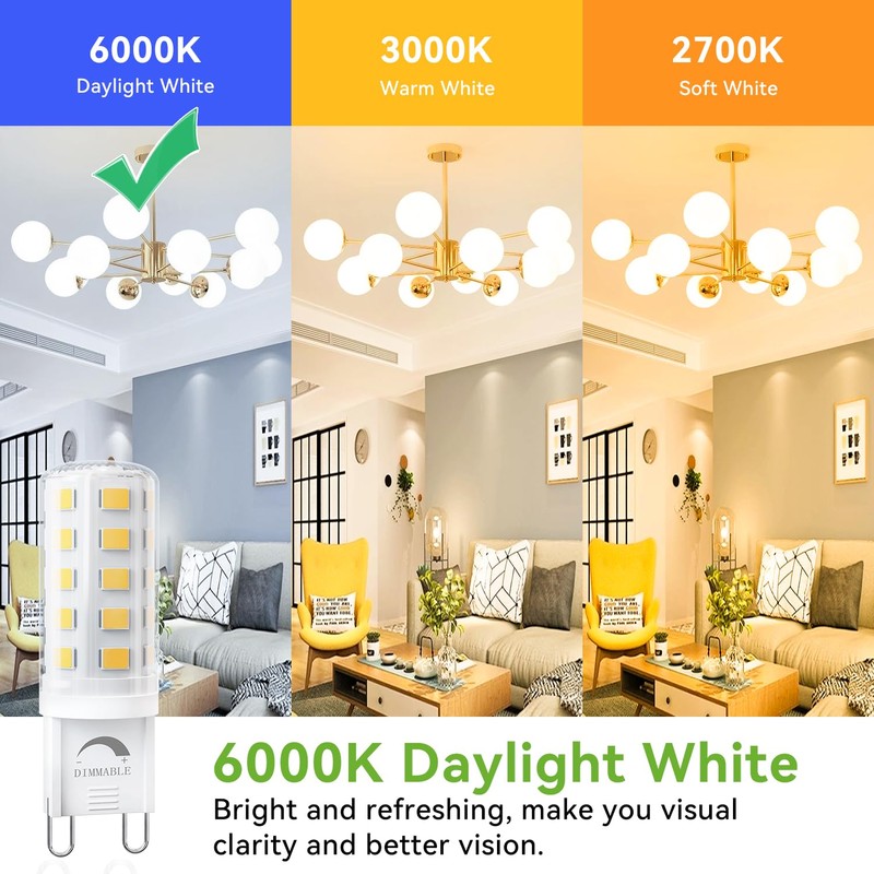 TJOY 6 Pack G9 LED Bulb Dimmable 4W Equivalent 40