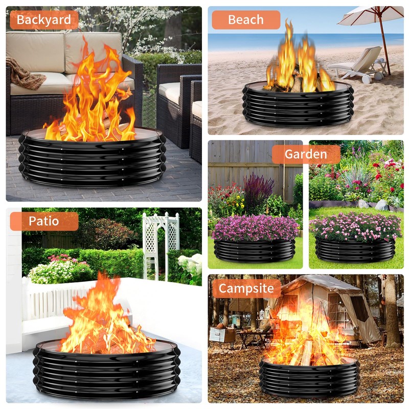 36 Inch Fire Pit Ring for Outside, Heavy Duty High