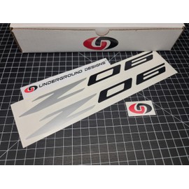 Z06 Decals (2pk) Corvette Racing 12" Accent Rocker Panel Window Stickers C5Z C6Z C7Z C8Z LSX LTX (Metallic Silver & Black)