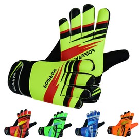 warrior gears Goalkeeper Gloves Kids, Football Goal Keepers Gloves for Kids, Goalie Gloves Kids with Double Wrist Protection, Kids Junior Goalkeeper Gloves - Yellow, 8 - For M-L Adults