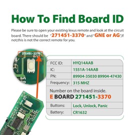 Keylessbest Replacement for 2012 2013 2014 2015 Smart Proximity Toyota Prius 4Runner Avalon LE Camry Corolla RAV4 Highlander Landcruiser GNE 3370 Board Key Fob HYQ14AAB 315MHz 3 Buttons