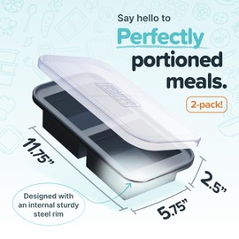 Souper Cubes 2 Cup Silicone Freezer Molds With Lids - Easy Meal Prep Container - Silicone Freezer Trays With Lid for Food, Stocks and More, Silicone Soup Freezer Molds - Charcoal - 2-Pack