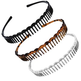 Topkids Accessories Zig Zag Shark Tooth Head Band Teeth Hair Band Alice Band Comb Headband Zigzag Hairband Wavy Grip Wave Gripper Saw Toothed Aliceband (3pc Black + Tort + Clear 2cm Teeth)