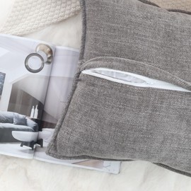 OYIMUA 2 Pack Chenille Cushion Covers 50cm x 50cm Luxury Square Pillow Cases Soft Decorative Pillows 20x20 Inches Grey Cushions for Modern Sofa Home Decoration