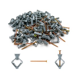 Pack of 50 Plasterboard Dowels with Screws, Cavity Dowels Butterfly, Drywall Dowels, Expansion Dowels for Plasterboard, Plasterboard