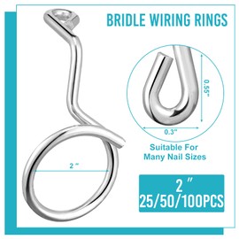 Blulu 100 Pcs Bridle Rings for Low Voltage Wire and Cable Screw Mount Bridle Rings for Mount Cat 6 or Cat 7 Cable on Wood Concrete and Brick Surface (2 Inch)