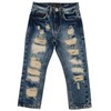 X RAY Baby Boys Toddler Jeans, Elastic Waist Biker Moto Distressed Ripped Denim Jeans for Boys & Colored Pants, Blue, 2T