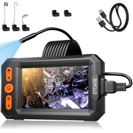 Ruycllo Endoscope Camera with Light 4.3 Inch IPS Screen - 1080P HD Inspection Camera with 8 mm Camera & 8 LEDs, IP67 Waterproof Endoscope with 5 m Semi-Rigid Cable for Car Piping Household Industry