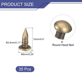 uxcell 35Pcs Small Tiny Nails 2.8x10mm(DxL) Tiny Brass Nails Hardware Round Head Brass Nail for Wooden DIY Projects Decorative Boxes Household, Bronze Tone