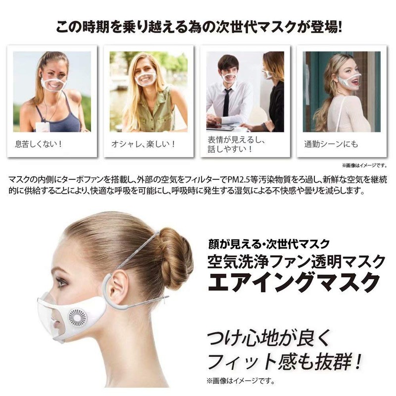 TOAMIT Air Cleaning Fan, Transparent Mask, Airing Mask, Mask