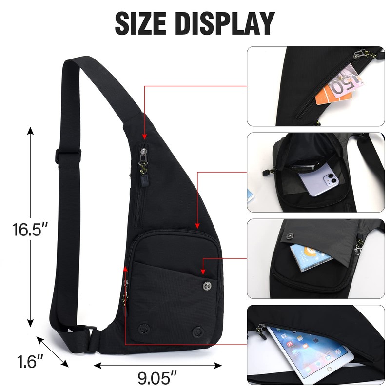 Peicees Sling Bag for Men Women Shoulder Bag Sling Backpack