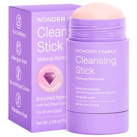 WONDER FAMILY Cleansing Gel Makeup Remover Stick - Melt Cosmetics with Travel Size Facial Cleanser for Sensitive Skin - Cleansing Balm Gel - Clean Makeup Face Cleanser Balm - Paraben, Sulfate Free