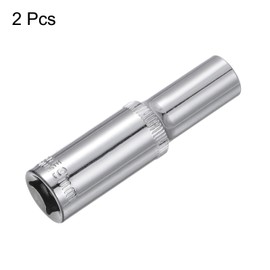 uxcell 2 Pcs 3/8 Inch Drive 9mm 6-Point Deep Socket, Metric, Steel with Chrome Plated
