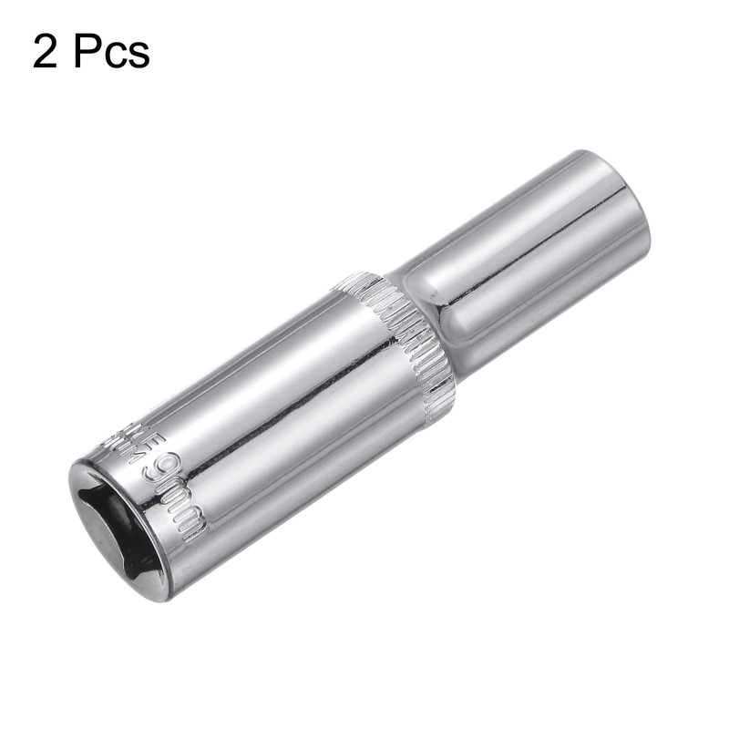 uxcell 2 Pcs 3/8 Inch Drive 9mm 6-Point Deep Socket,