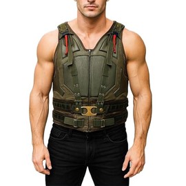 SpazeUp Mens Tactical Vest Green Faux Leather Vest Men - Cosplay Costume Military Vests for Men