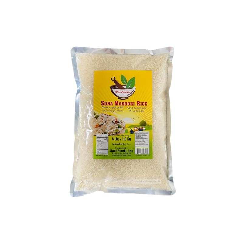 Desi Kitchen Sona Masoori Rice~ 4 lbs/1.8 Kg | Short