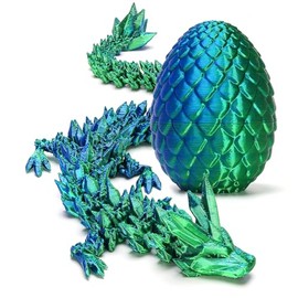 Zobetro Dragón Impreso en 3D con Huevo Sorpresa, Dragón de Cristal Articulado en Huevo, Juguetes de Escritorio Fidget de Dragón Ejecutivo, Regalos de Huevo Decorativo para Niños Varones Decoración del