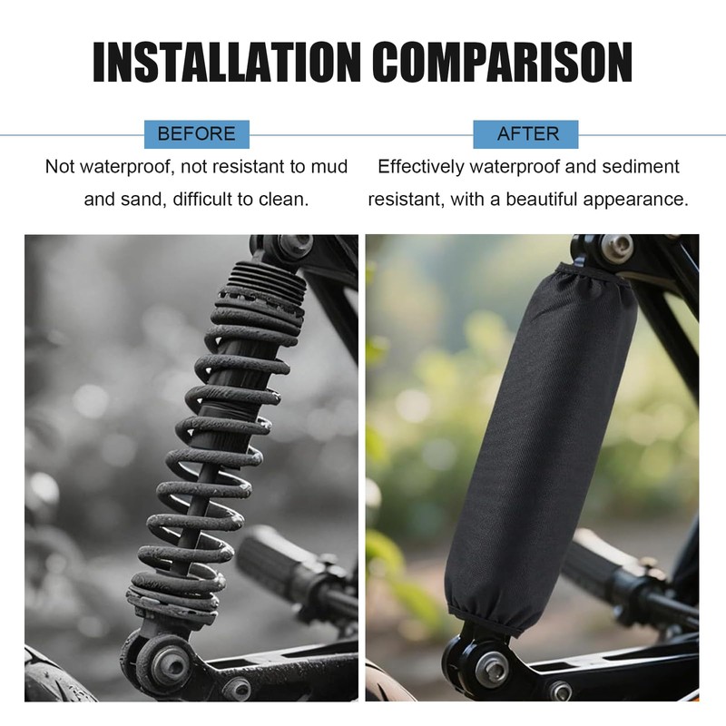 Motorcycle Shock Covers, Waterproof Nylon Shock Absorber Protector, Scratch-resistant Rear
