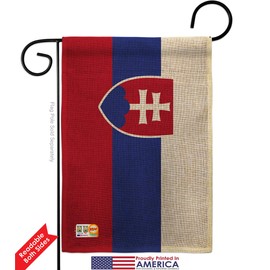 Americana Home & Garden GS140213-DB Slovakia Burlap Flags of The World Nationality Impressions Decorative Vertical 13" x 18.5" Double Sided Flag Set Metal Pole Hardware